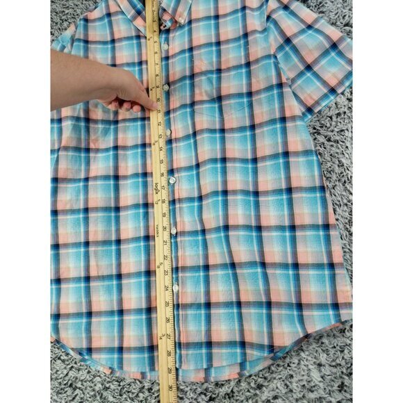 ORIGINAL PENGUIN Heritage Slim Plaid Button-Down Mens SZ XL Pastel Short Sleeve - Picture 6 of 8